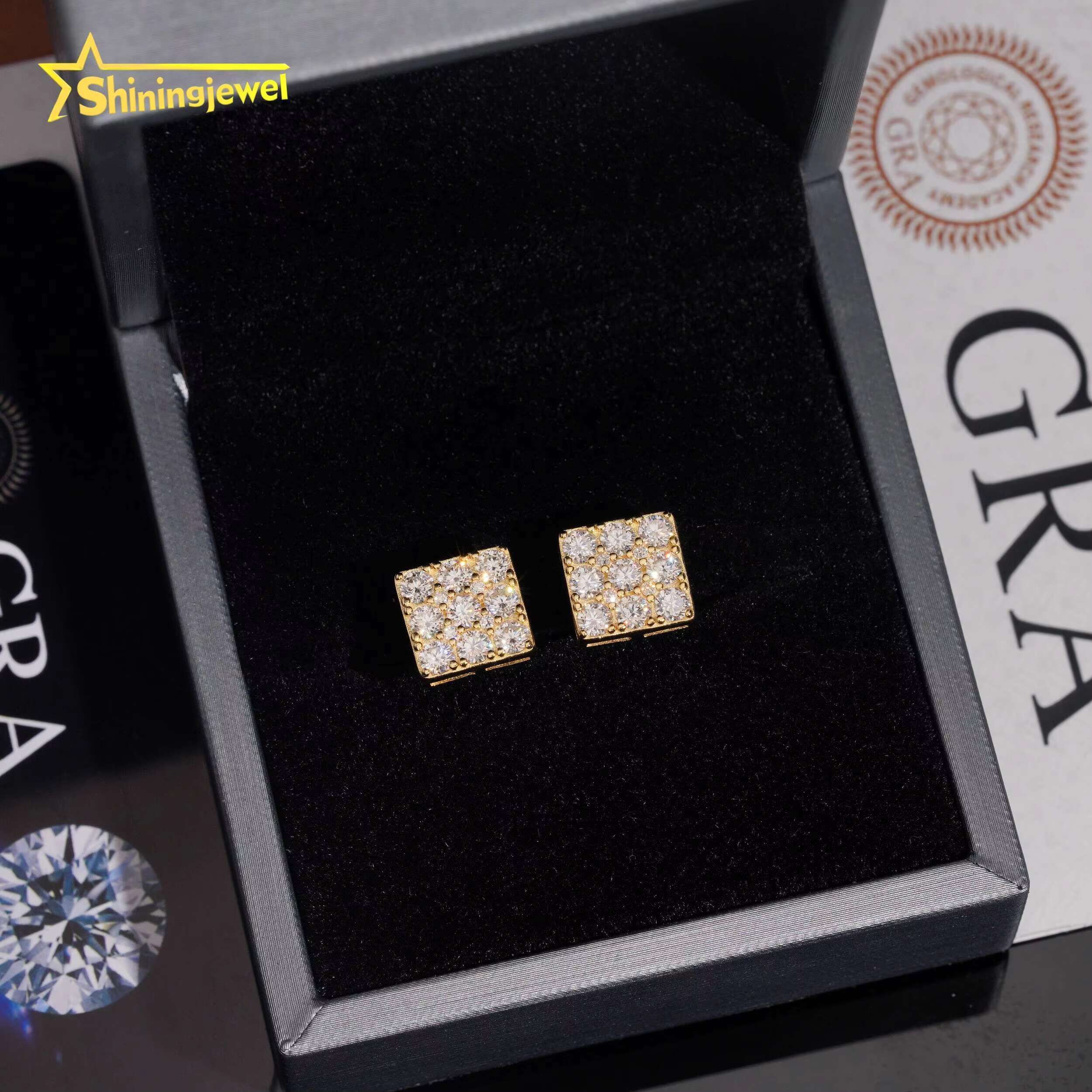 Luxury Jewelry Pass Tester Stocks 925 Sterling Silver VVS Sparkling Diamond Custom Moissanite Stud Earring Men Earrings