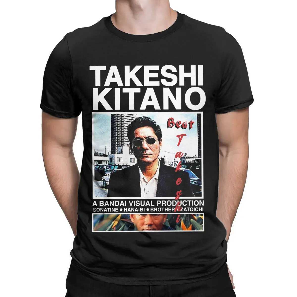Takeshi Kitano Mens T-shirt Novel Pure Cotton T-shirt Crewneck Short Sleeve T-shirt Printed Clothing W250505