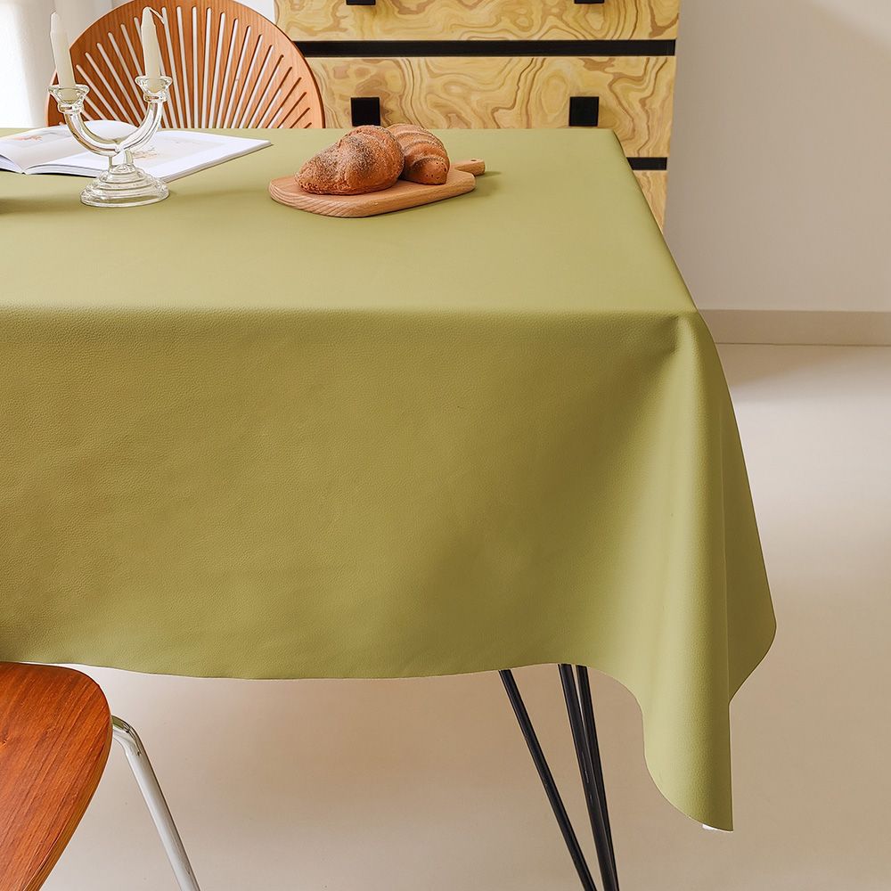 T0458 cream lambskin tablecloth oil-proof and waterproof advanced atmosphere sense wash-free solid color coffee table tablecloth anti-scalding rectang