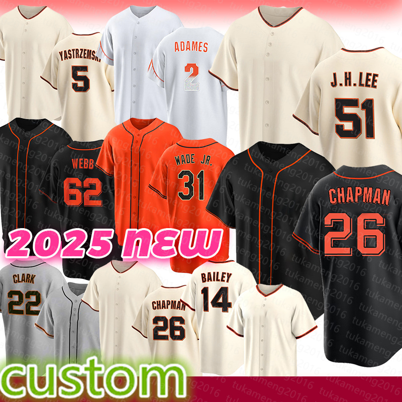 Jung Hoo Lee Matt Chapman Baseball Jerseys Willy Adames Mike Yastrzemski Logan Webb LaMonte Wade Jr. Patrick Bailey Camilo Doval Heliot Ramos Justin Verlander