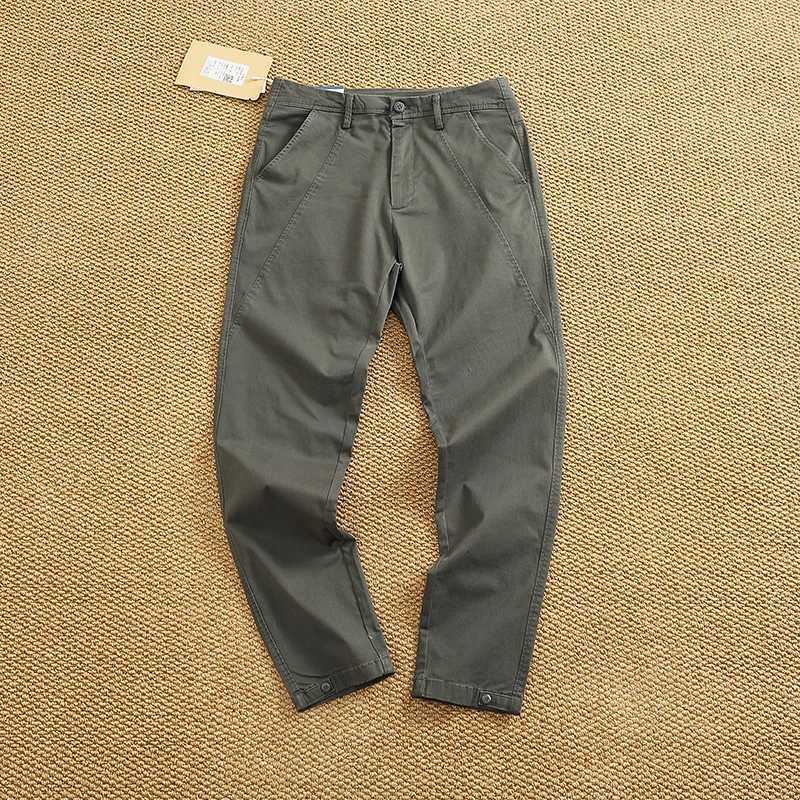 Mens slim fit elastic tapered pants - elastic business casual cleaning and washing drag pants (spring and summer trend Chino) W250505