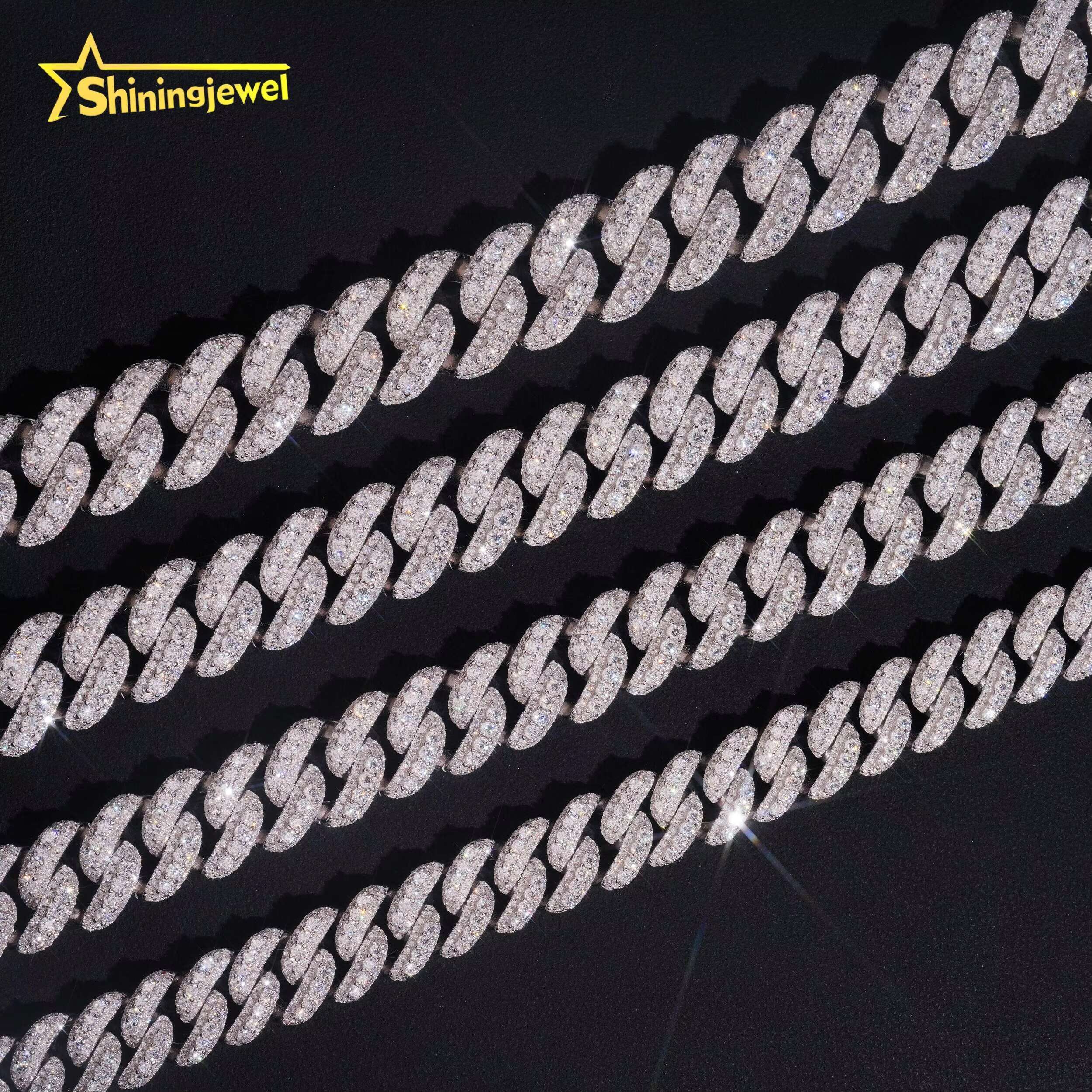 Bling Bling13mm 15mm 16mm 18mm Cuban Chain Hip Hop Style Moissanite Necklace Jewelry Rappers Favorite Chain 925 Sterling Silver