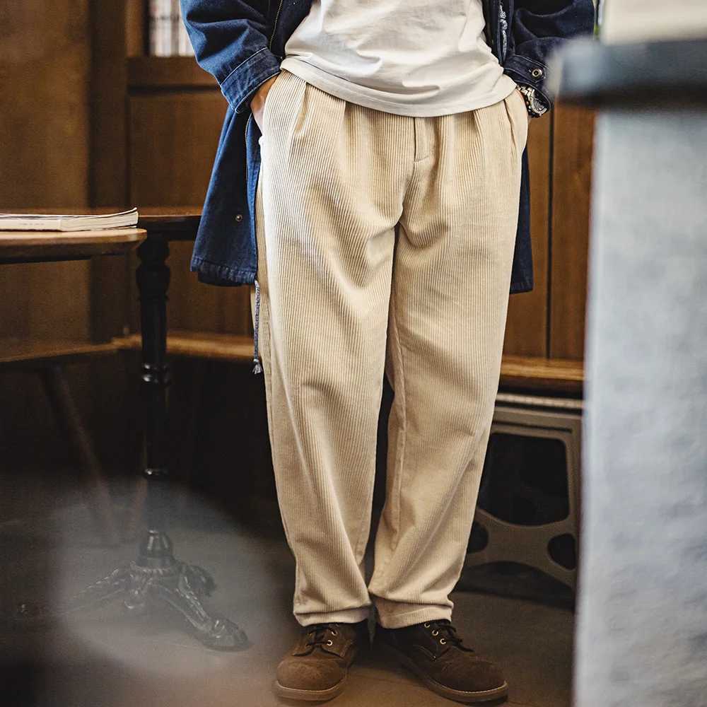 Maden Retro Corduroy Casual Heavy Pants Solid Color Pure Cotton Mens Classic Mens Autumn/Winter Casual Pants W250505