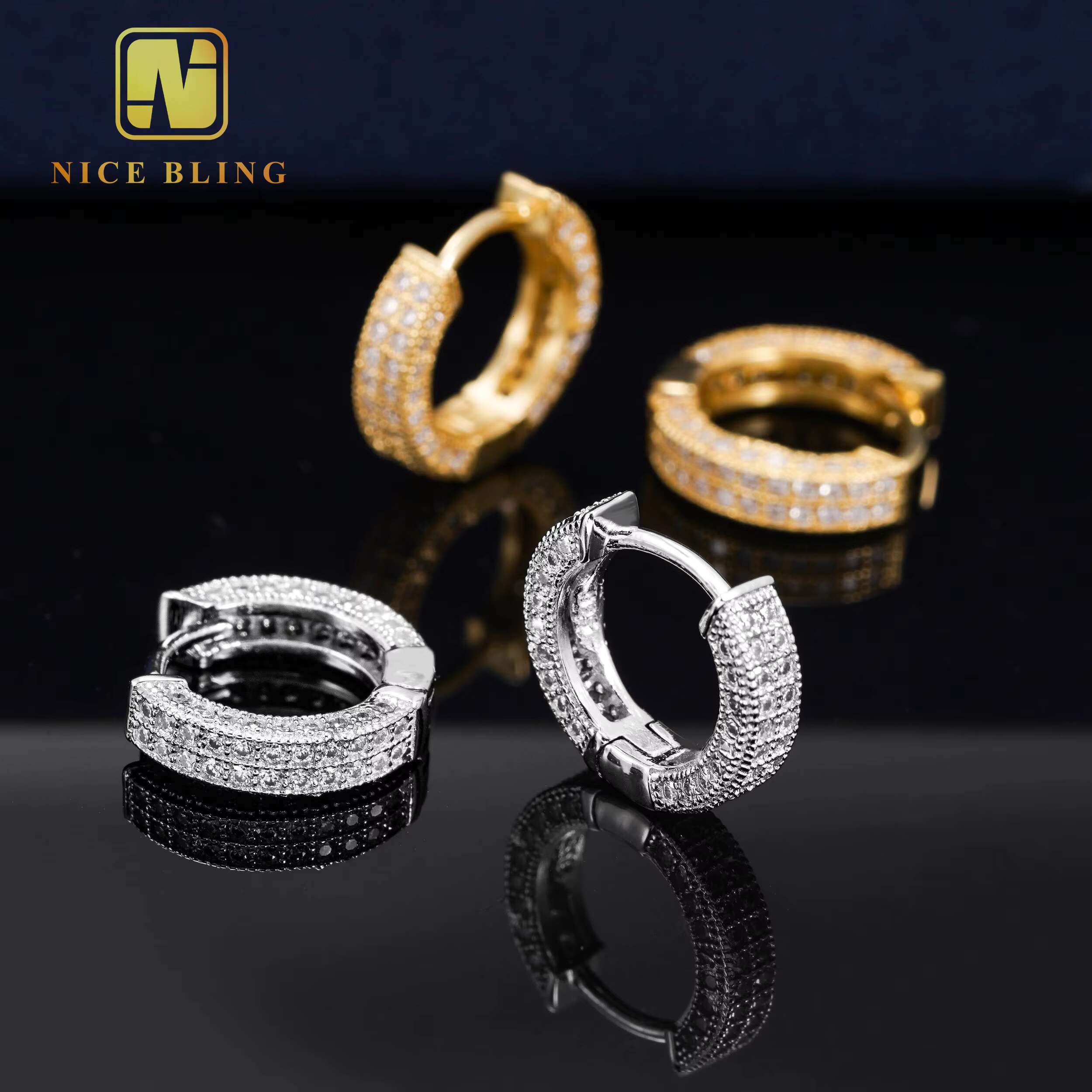 Fine Jewelry Hip Hop Earring 925 Sterling Silver Iced Out VVS Diamond Moissanite Hoop Earrings Ready to Ship