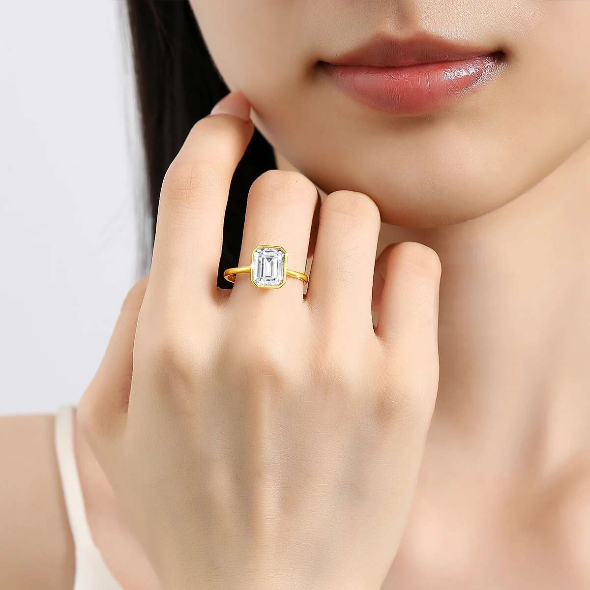 Emerald Cut Moissanite Ring 3CT for Women 14K Gold 100% Genuine Au585 Engagement Wedding Christmas Gifts Classsic