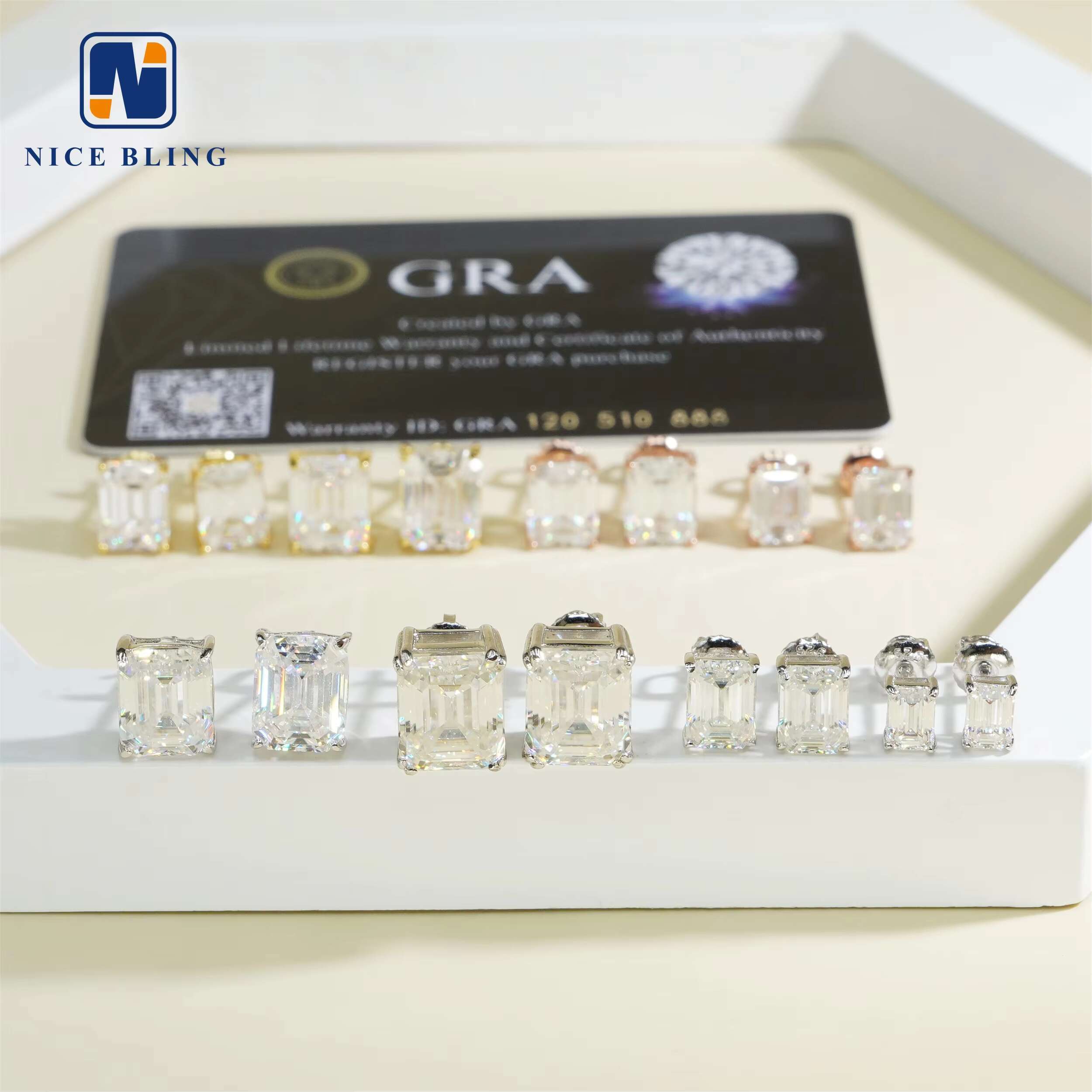 VVS D Emerald Moissanite Diamond Earrings 925 Silver Hip Hop Jewelry Luxury Men Women Fashionable Ear Studs