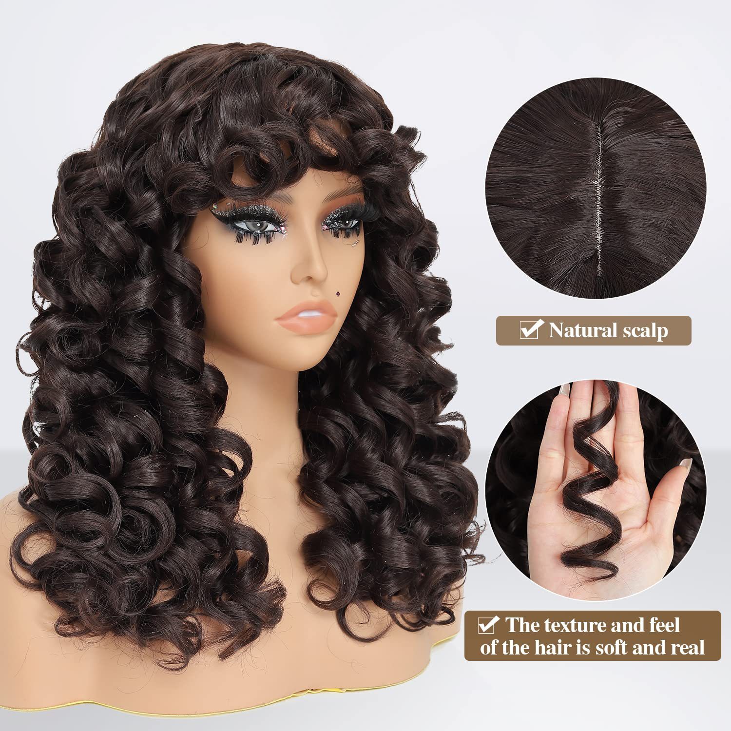 wig New womens fashionable synthetic fiber headband with black fringe short curly wigs