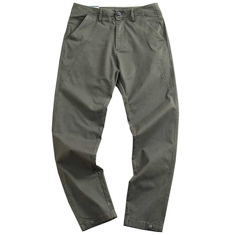 Mens slim fit elastic tapered pants - elastic business casual cleaning and washing drag pants (spring and summer trend Chino) W250505