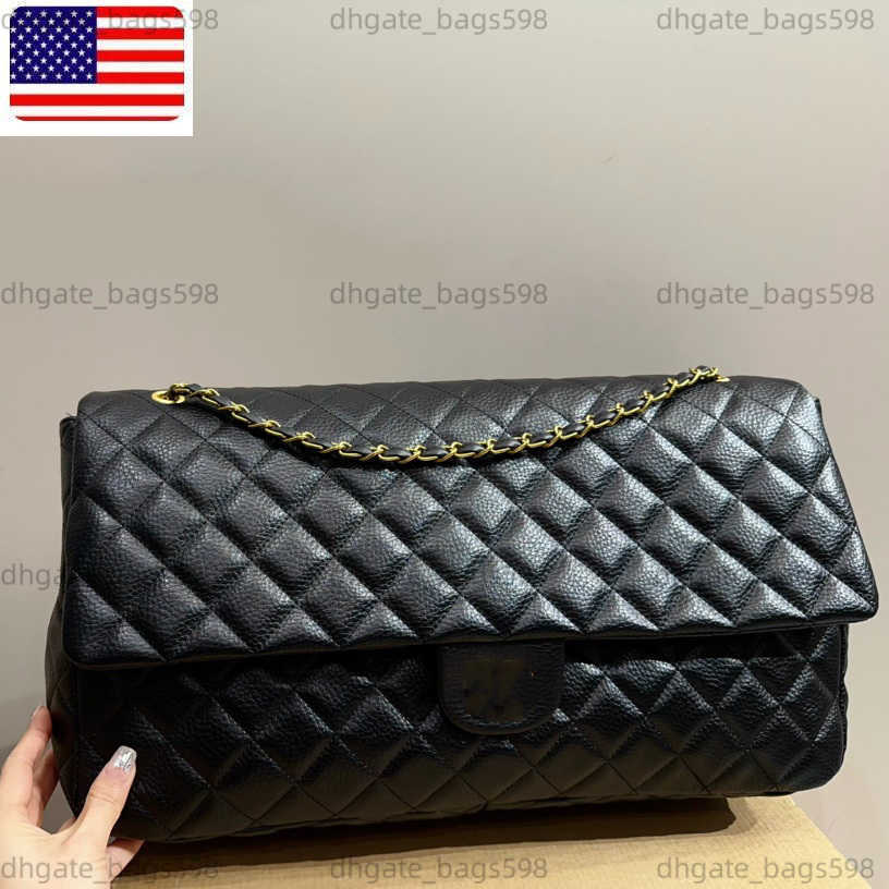 Designer Bag Womens Maxi xxl Calfskin Airport Black Shoulder Bags Large Capacity Gold Metal Hardware Matelasse Chain Handbags Diamond Lattice Luggage 47x28cm