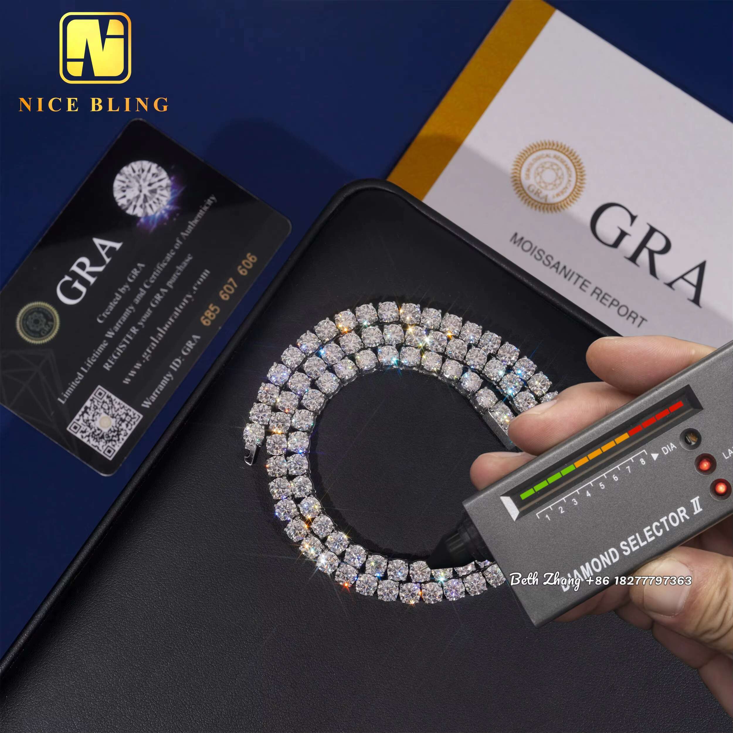 4MM 5MM Durable 316L Stainless Steel Moissanite DIamond Tennis Chain Necklaces Bracelets Waterproof Hip Hop Chains for Men Women