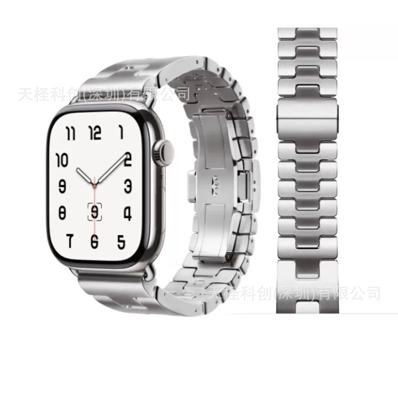 Suitable for Apple Watch strap iwatch 10th generation super stainless steel titanium H-shaped butterfly buckle new style free shipping