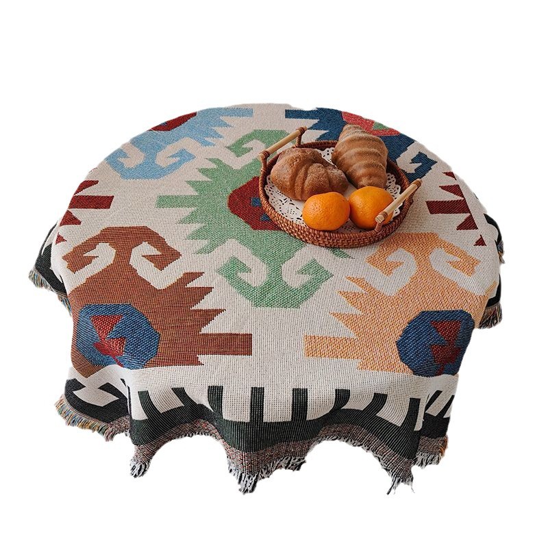 XX0400 multifunctional woven tablecloth retro ethnic style round table square table cloth table mat can be used as sofa cover blanket