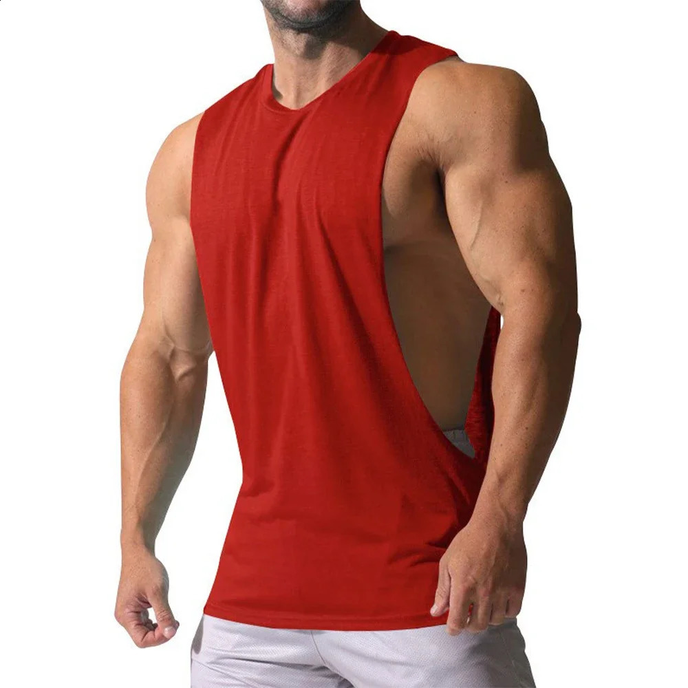 Mens Summer Fitness Tank Top Men Jogging Bodybuilding Sleeveless Shirt Breathable O-Neck Casual Male Vest Clothing 250428