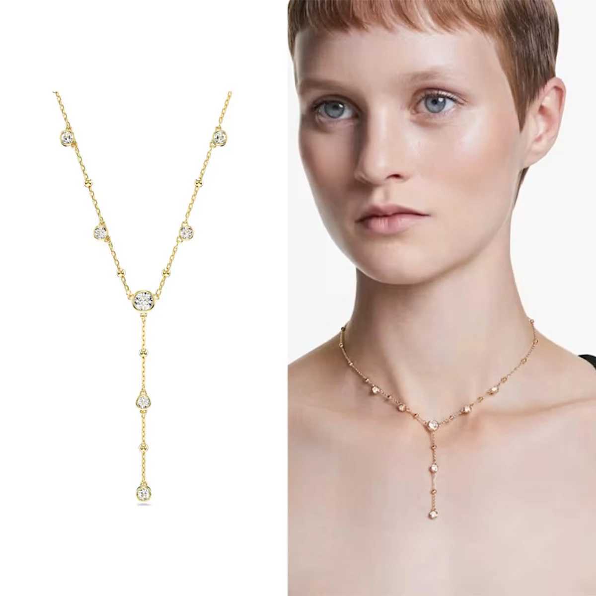 Elegant and Noble S925 Zircon Y-shaped Neckle Exquisite and Elegant Pendant Party Essential - Anniversary Gift H25505