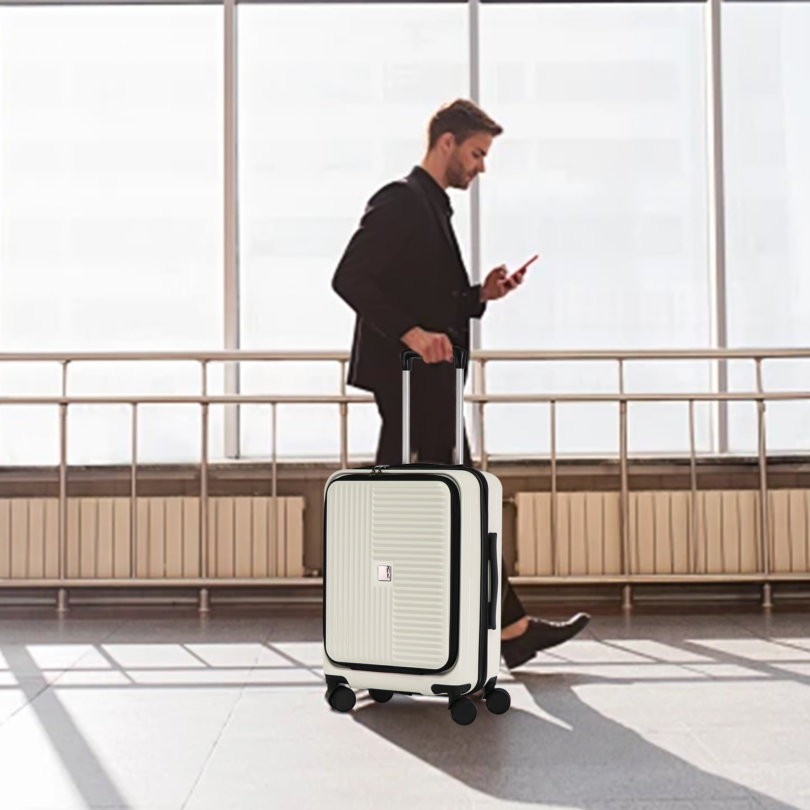 frontopening suitcase set of 3 pieces 20 24 28 inches convenient for taking out computer ipad abspp flexible wearresistant and lightweight suitcase ts
