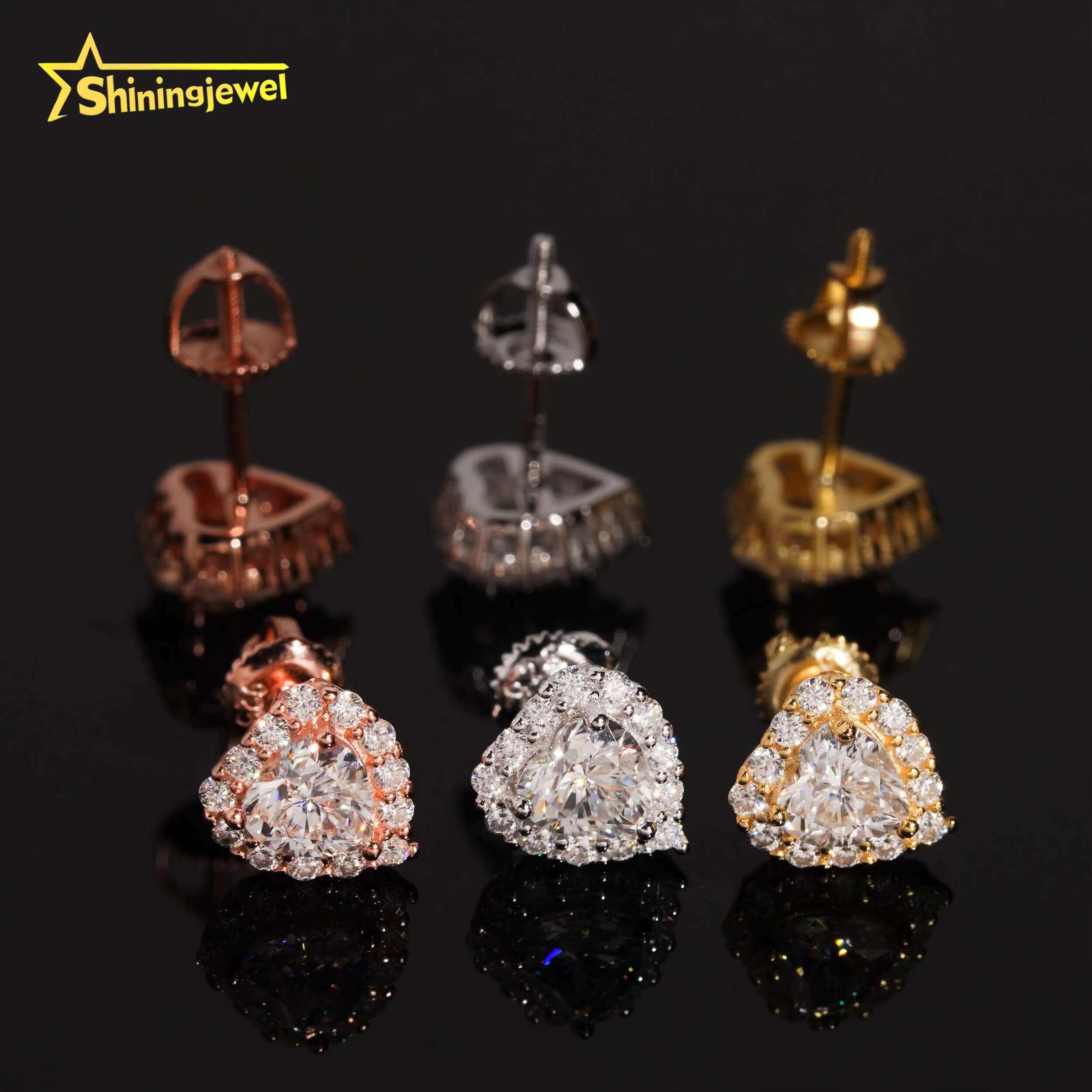 Hip Hop Jewelry 925 Sterling Silver Gold Plated Iced Out VVS Custom Diamond Moissanite Stud Earring Men Earrings