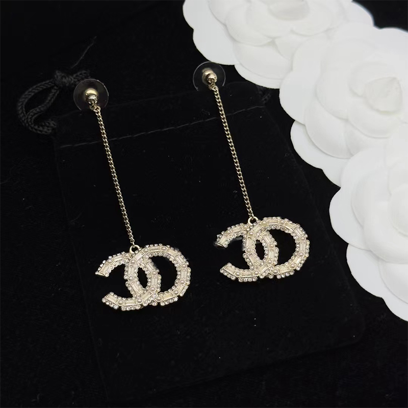 Fashion Charm Pendant Earrings Luxury Brand Crystal CC Earrings 925 Silver Pearl Stainless Steel Designer Earrings for Women's Jewelry