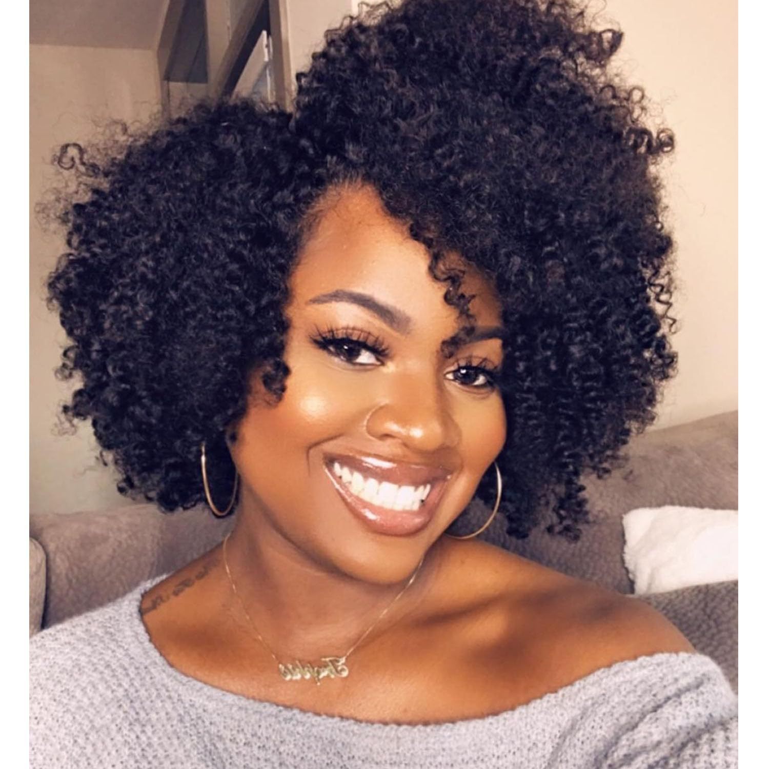 Womens Wig Black Partial Split Short Curly Hair Small Curly Wigs Kinky Curly Wigs