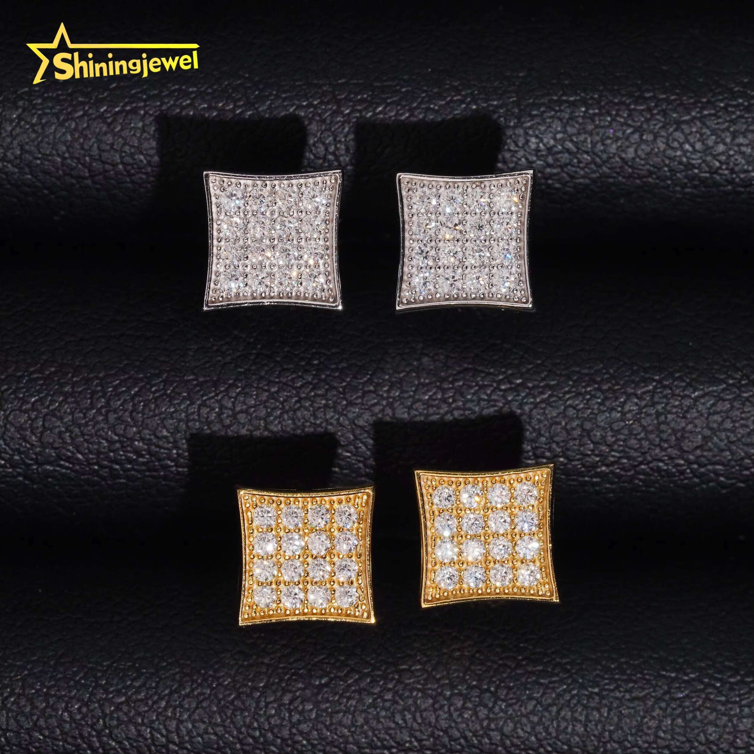 Factory Price 18k Gold Luxury Vvs Moissanite Diamond Jewelry Custom 925 Sterling Silver Stud Earrings