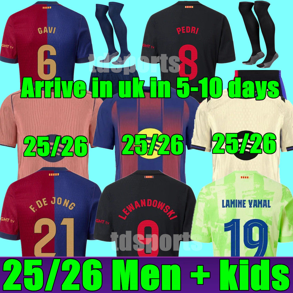 25 26 LEWANDOWSKI Soccer Jerseys home away Karol GPEDRI GAVI R.ARAUJO FERRAN RAPHINHA 2025 2026 F.DE JONG Camisetas Football Shirt Men kids kit LAMINE YAMAL Fermin