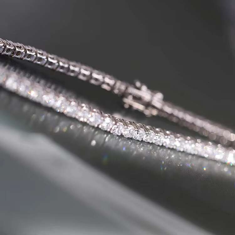 Pass Diamond Test 2mm--5mm Wide 925 Silver Gold Plated Free Fire Moissanite Diamond Tennis Bracelet Chain