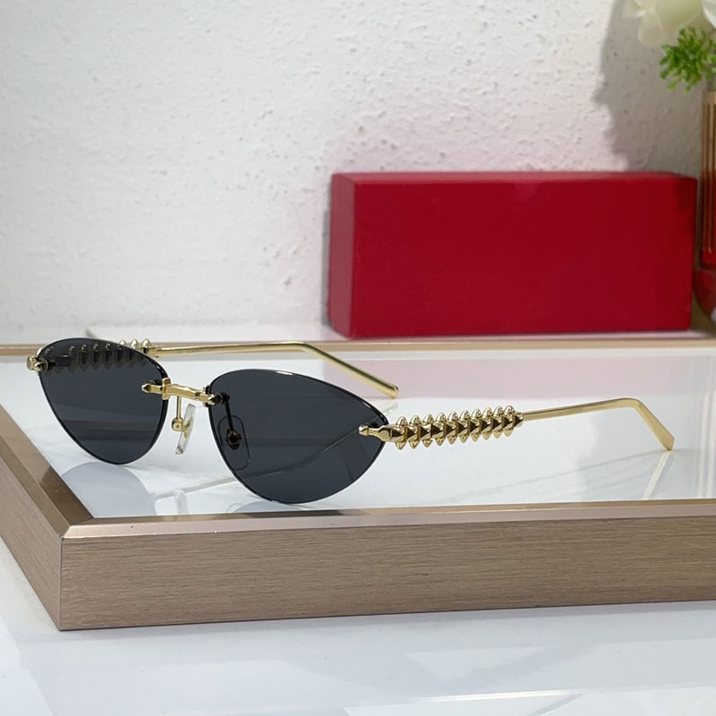 New Women Cat Eye Sunglasses CT0543S Designer Vacation Leisure Style Sunglasses Womens Frameless Glasses Fashion Brand Sunglasses Outdoor UV Protection