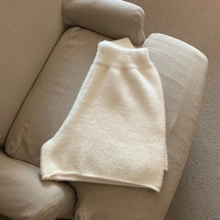 Mink cashmere high waisted shorts with wide legs Cortos De Mujer 2025 spring loose Y2k black knitted bottom womens underwear 250430e