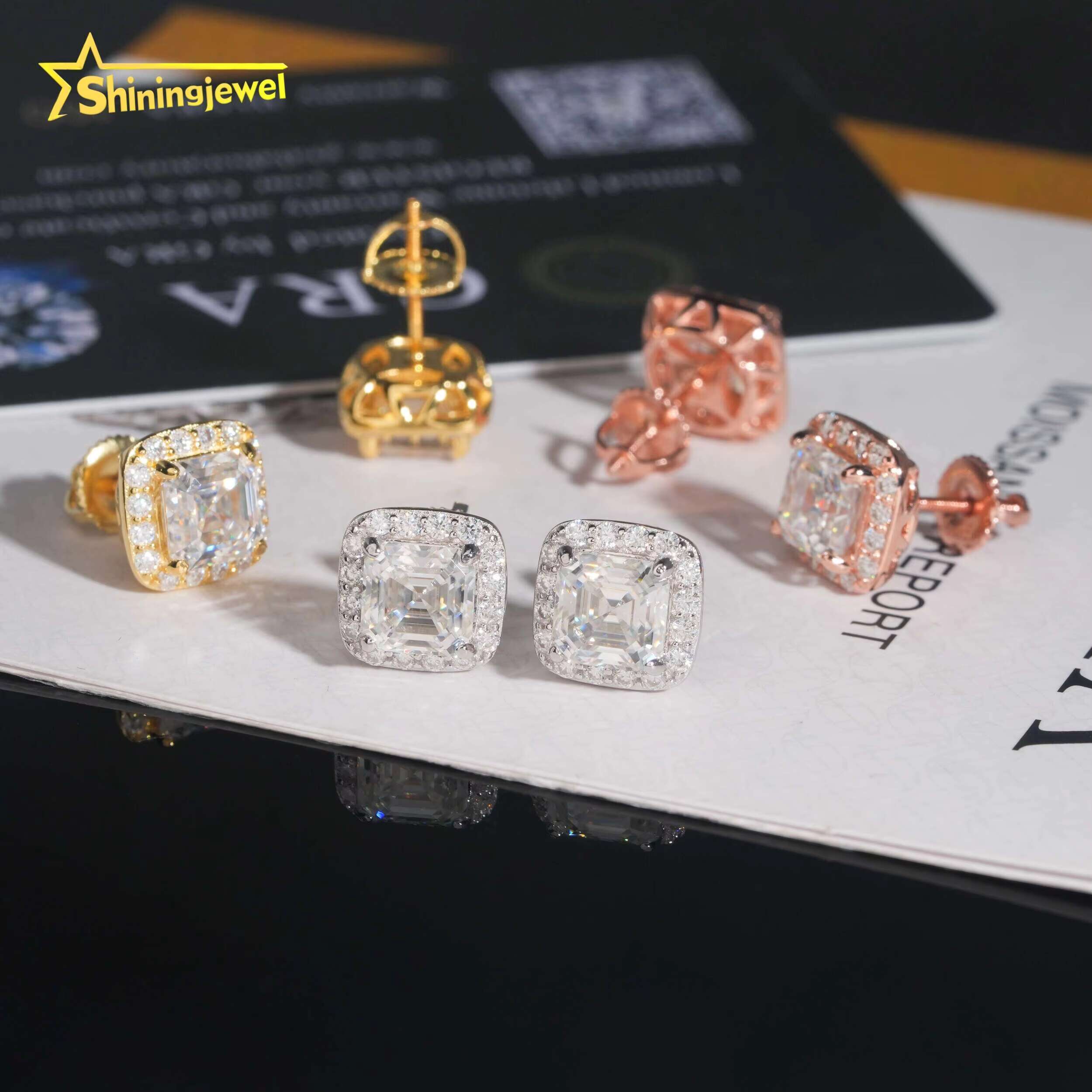 Fashion Pass Diamond Tester Stocks 925 Sterling Silver Iced Out Hip Hop Jewelry VVS Diamond Moissanite Stud Earrings