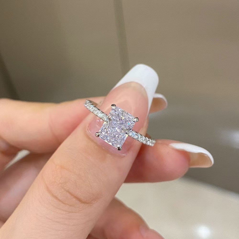 Unique 14k Yellow Gold GRA Wedding Bridal Jewelry Gorgeous Claw Setting 2ct Oval+Marquise FL Moissanite Diamond Engagement Ring