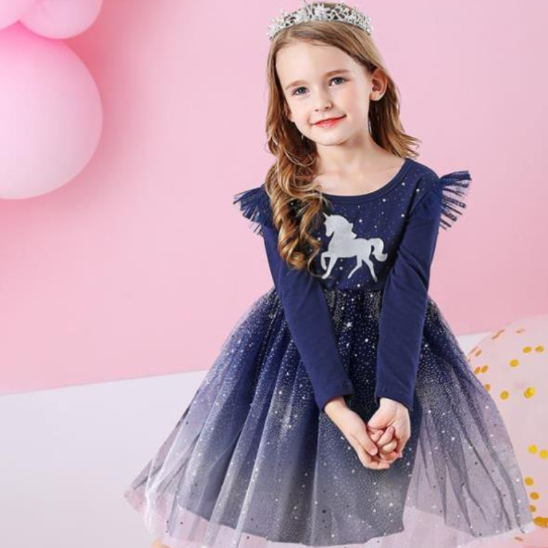 DISNEY kids designer clothes Frozen Princess Elsa Girls' dress children's spring and autumn skirt little girl's long-sleeved princess d