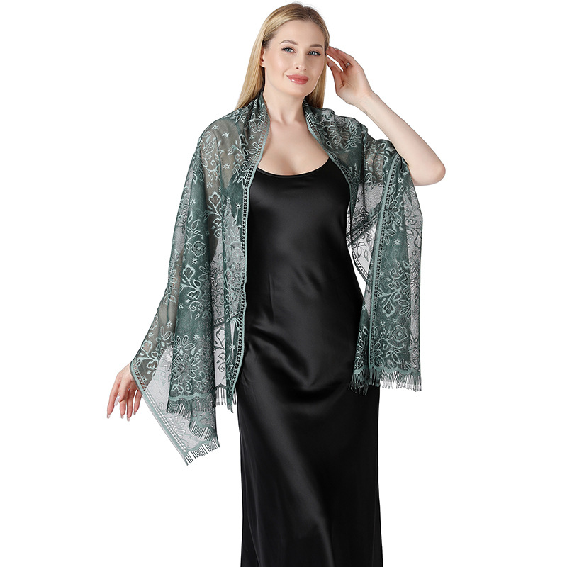 K620 Cross-border new tie-dyed flower lace scarf bride bridesmaid dress cheongsam dinner shawl female