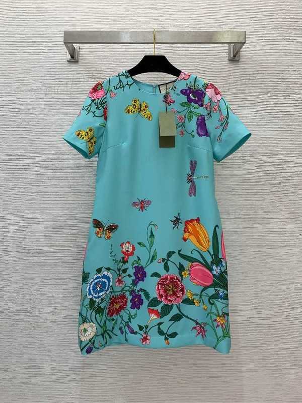 Casual Dresses Designer women dress European Fashion Retro Style Carriage Printed High end Loose Flesh Covering Dress Summer