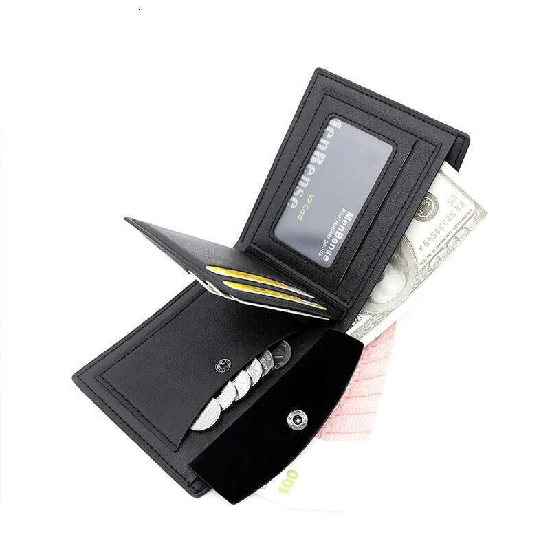 Slim Men Wallets New Short Zipper Card Photo Holder Male Purse Simple Coin Pocket High Quality PU Leather Men's Wallet
