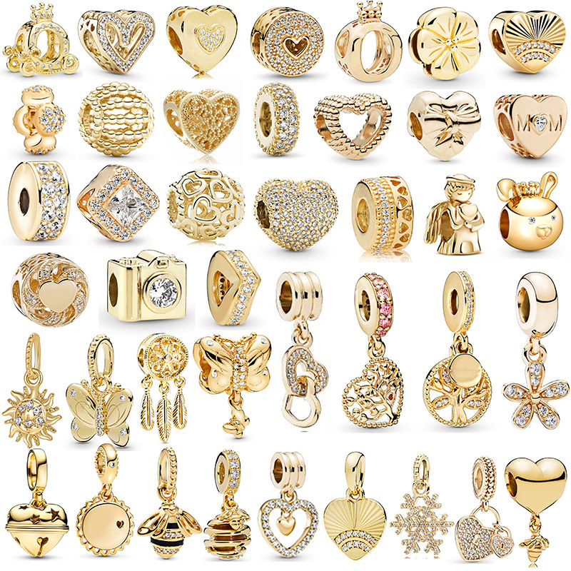 Designer Charms Perline Ciondola NO Logo Ciondolo In Lega Fiore Cuore Diamante …