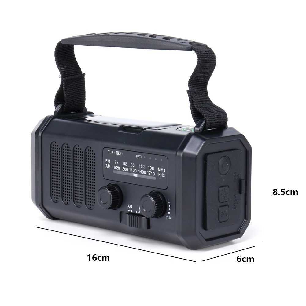 10000mAh portable Bluetooth radio waterproof solar SOS alarm handle radio AM/FM weather radio emergency flashlight radio X250505