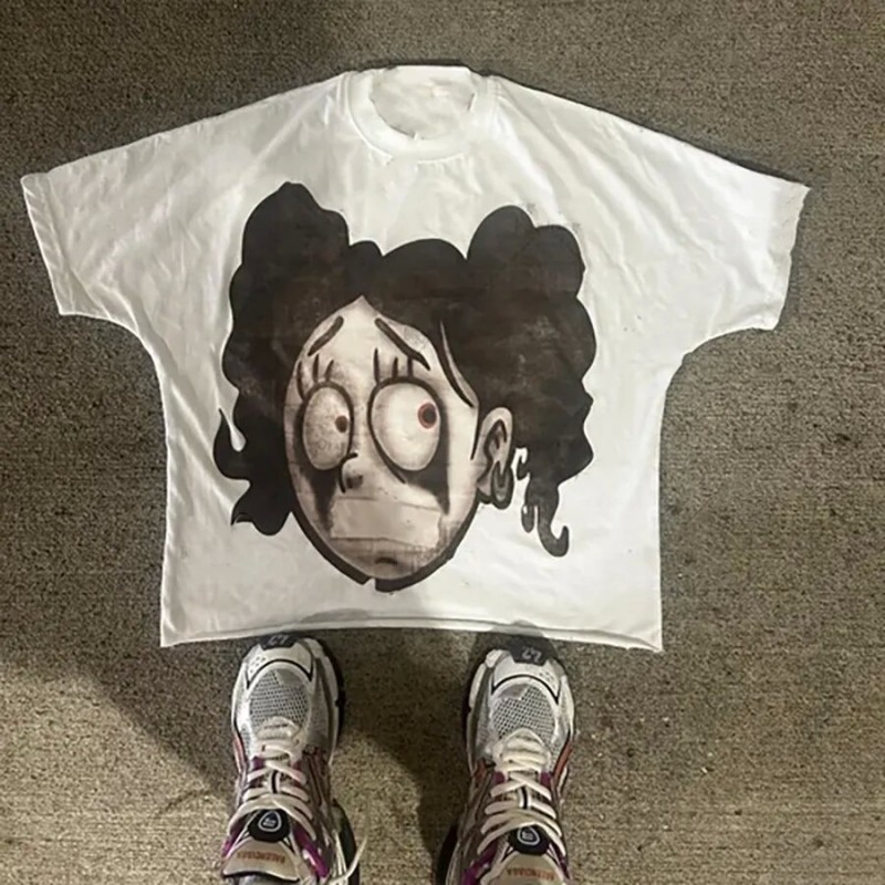 Men's T Shirts Y2K Harajuku Shirt Woman Tees Hip Hop Gothic Graphic Print Oversized Cotton Tshirt Punk Short Sleeved Streetwear Casual Tops