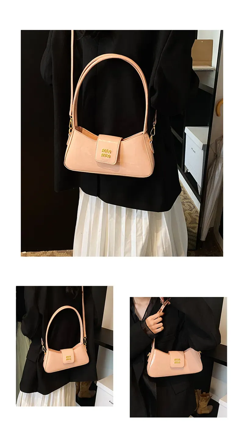 hot free shipping designer shoulder bags new casual handbag fashionable patent leather black Underarm bag for women