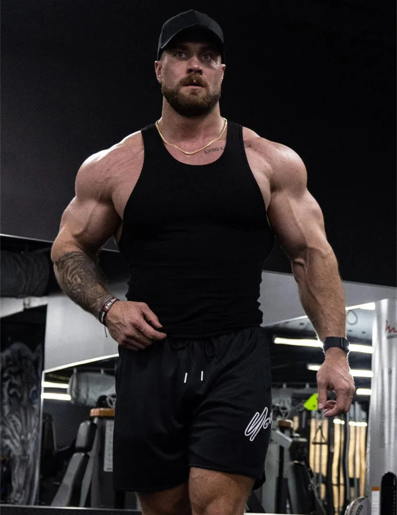 Summer solid color breathable vest quick drying elastic sports mens sleeveless fitness training 250430Z