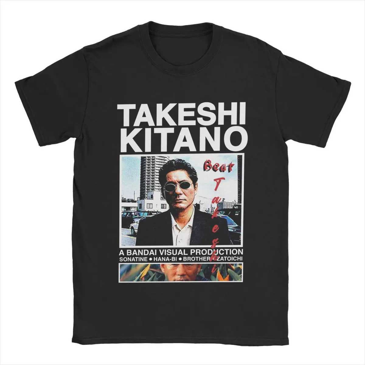 Takeshi Kitano Mens T-shirt Novel Pure Cotton T-shirt Crewneck Short Sleeve T-shirt Printed Clothing W250505