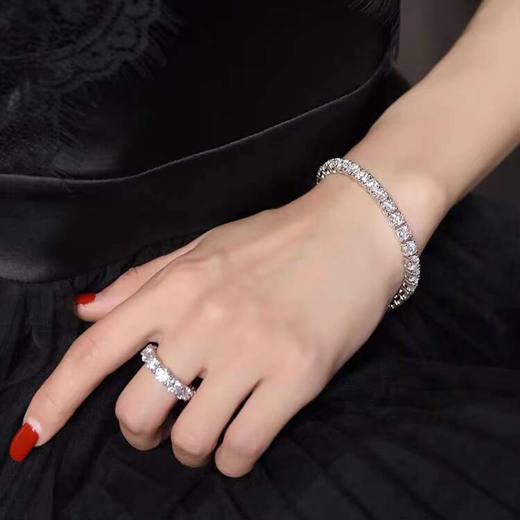 Pass Diamond Test 2mm--5mm Wide 925 Silver Gold Plated Free Fire Moissanite Diamond Tennis Bracelet Chain