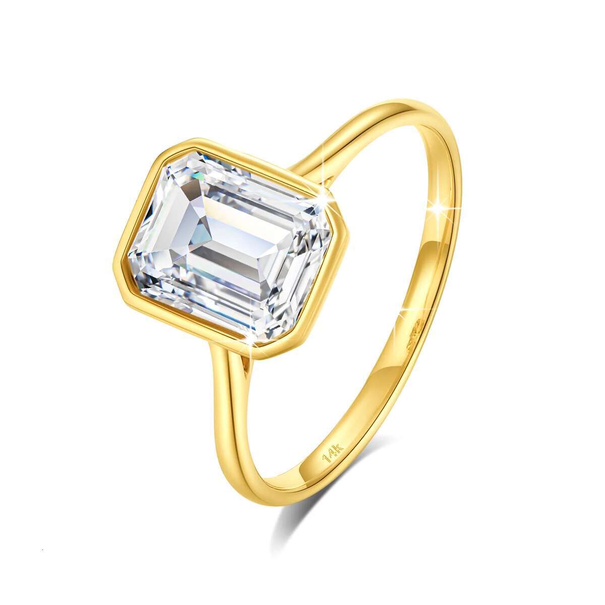 Emerald Cut Moissanite Ring 3CT for Women 14K Gold 100% Genuine Au585 Engagement Wedding Christmas Gifts Classsic