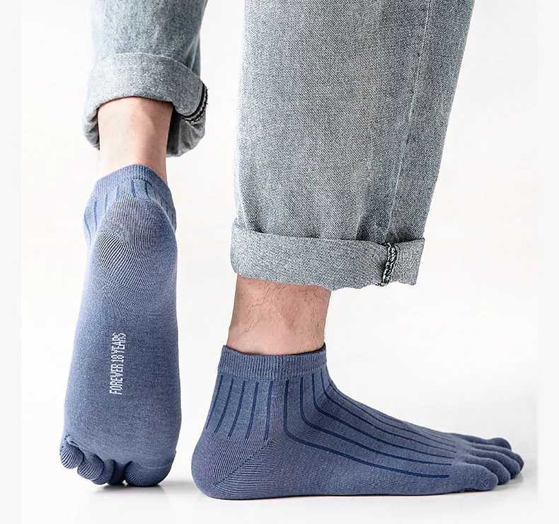 5 pairs of mens breathable cotton casual thin high-quality five finger socks low cut ankle mens sports running socks Z250505-1