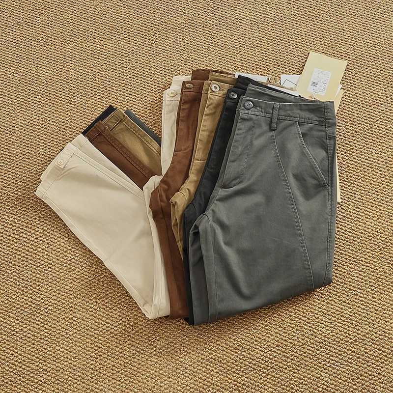 Mens slim fit elastic tapered pants - elastic business casual cleaning and washing drag pants (spring and summer trend Chino) W250505