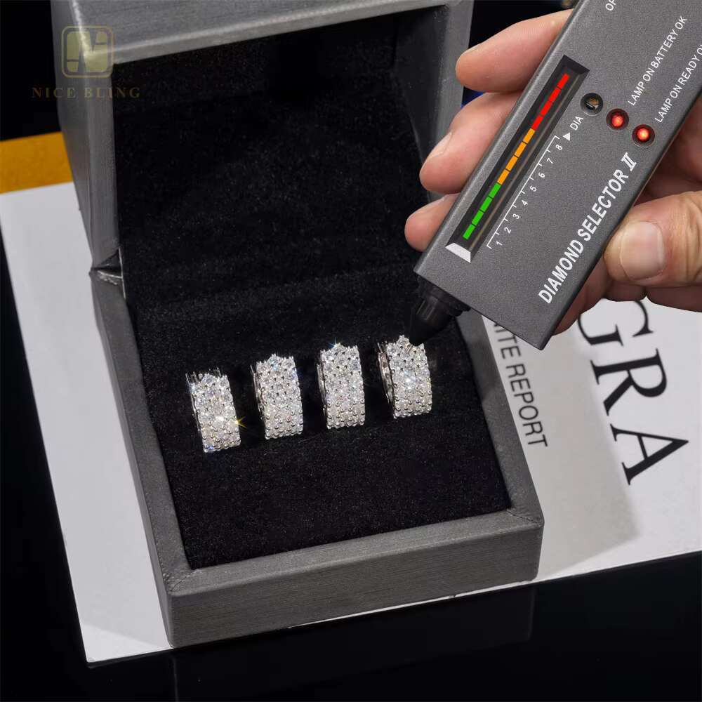 Iced Out Hoop Pass Diamond Tester Jewelry Ear Stud Moissanite Diamond Silver 925 VVS Moissanite Iced Out Stud Earring for Women