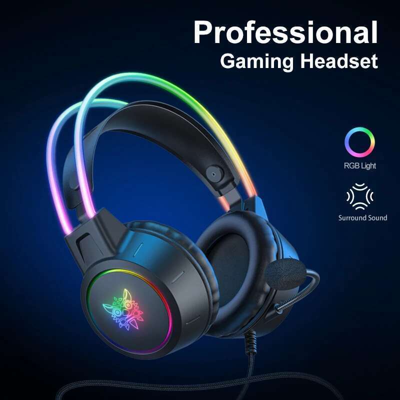 ONIKUMA RGB Headphones with HD Flexible Mic 3.5mm Gaming Headsets For PC Xbox PS4 PS5 Switch Computer Games