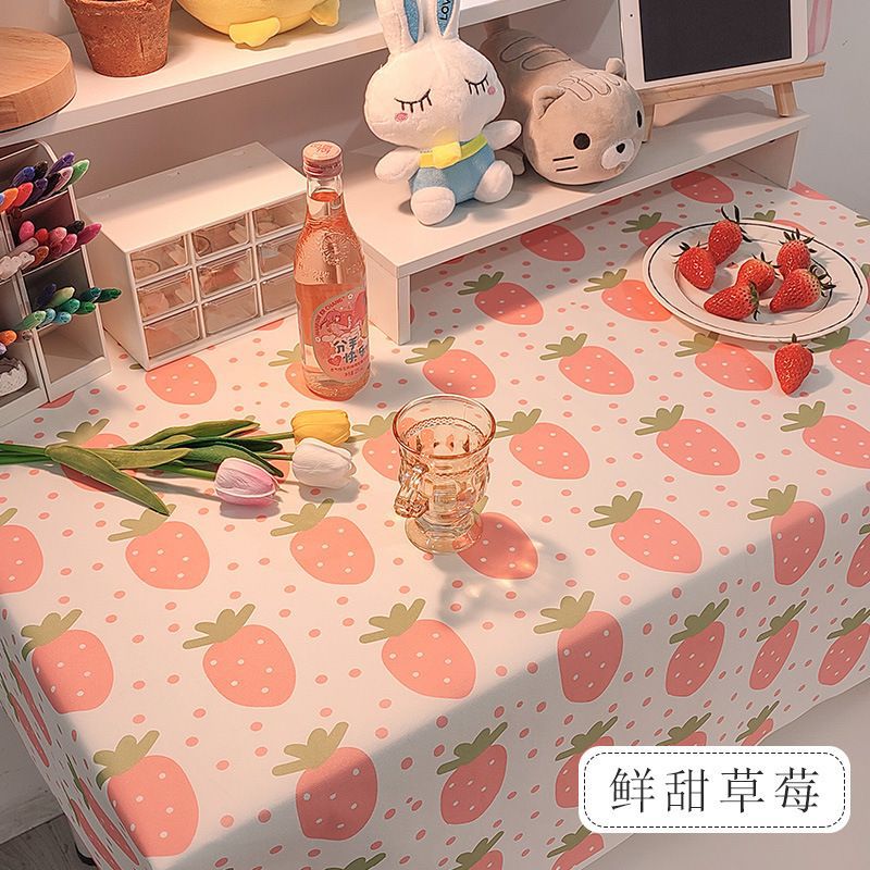 XX0411 Girls Heart Velvet Cloth Tablecloth Study Desk Decoration Cotton Tablecloth High-grade Atmosphere Pastoral Ins Style Small Fresh Floral Daisy C