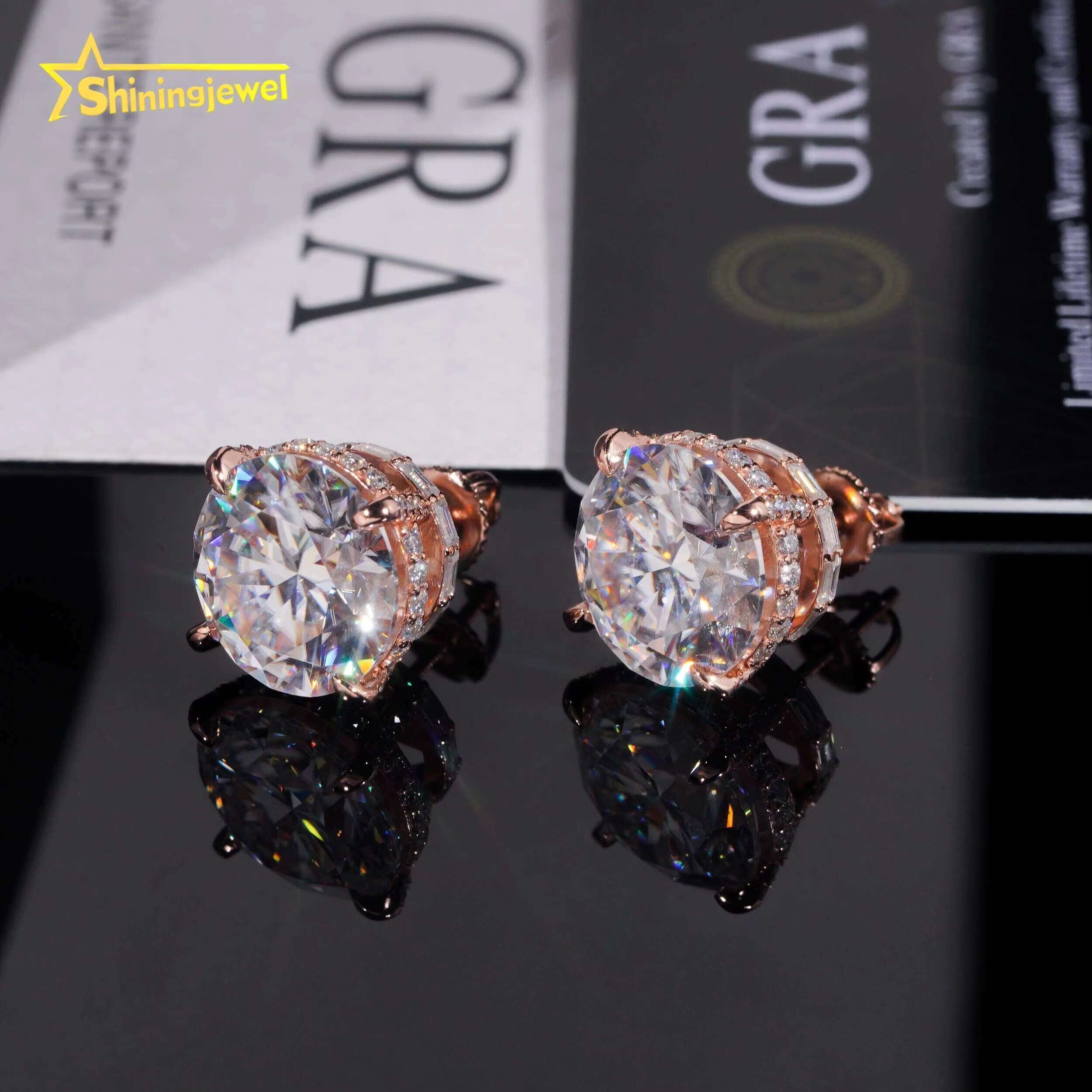 High Quality Luxury Big Size 13mm Diamond Iced Out GRA Certificate S925 Stud Mens Moissanite Hip Hop Earrings