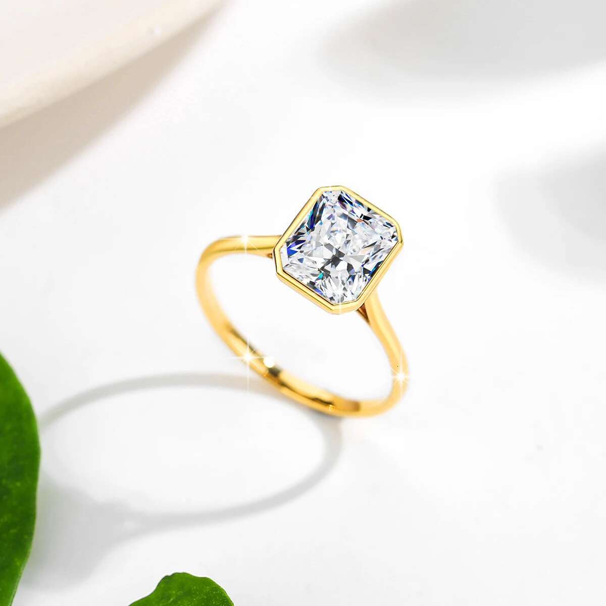 Radiant Cut 14K Gold Moissanite Ring 3CT D VVS1 for Women 100% Genuine Au585 Engagement Wedding Christmas Gifts Classsic