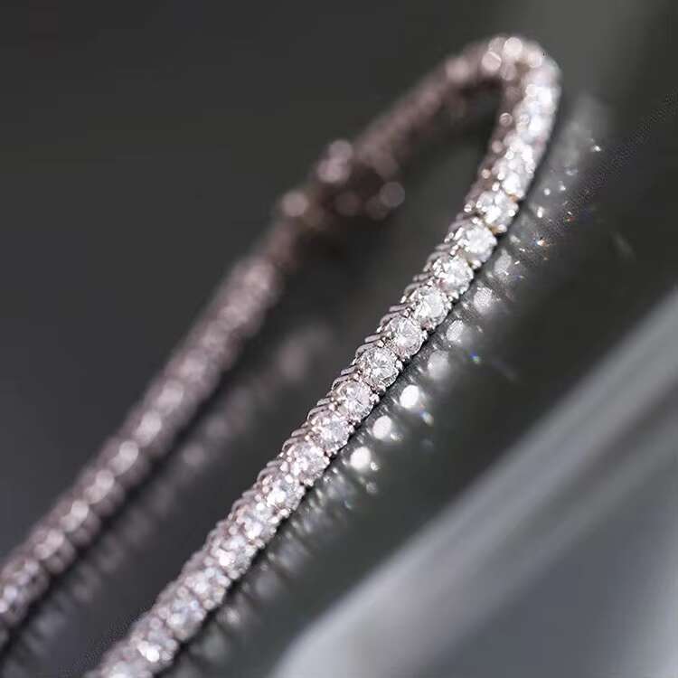 Pass Diamond Test 2mm--5mm Wide 925 Silver Gold Plated Free Fire Moissanite Diamond Tennis Bracelet Chain