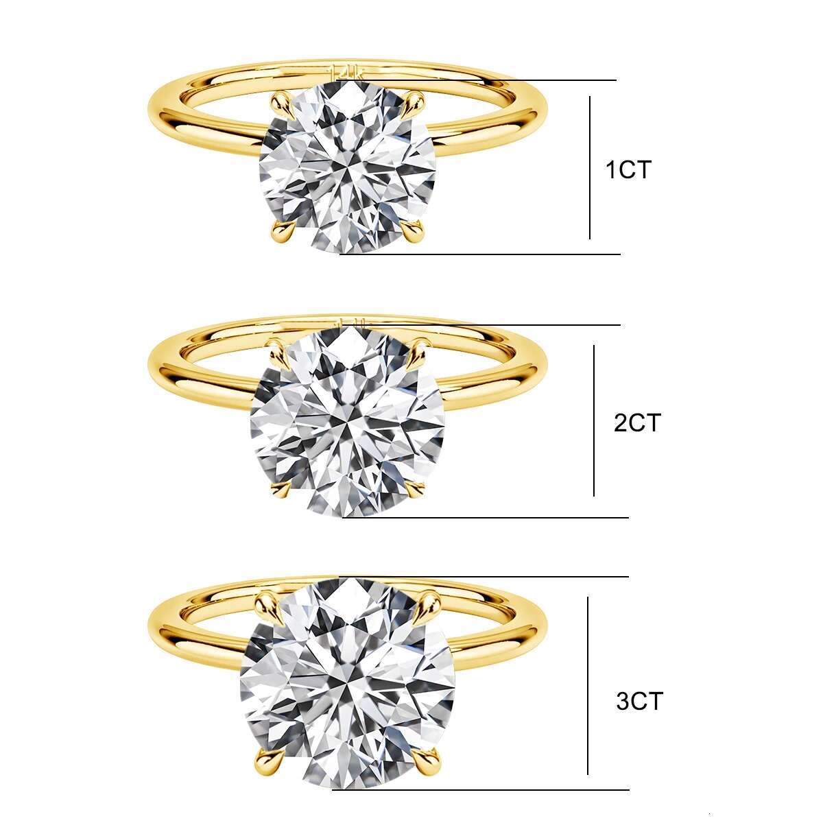 9mm 14K Gold Moissanite Diamond Ring 3CT 100% Au585 Round Cut For Women Wedding Anniversary Engagement Jewelry Gift